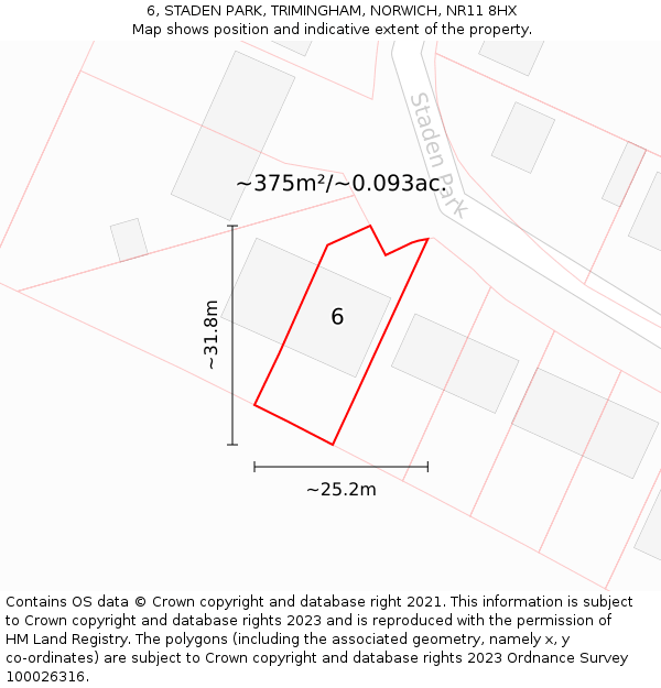 6, STADEN PARK, TRIMINGHAM, NORWICH, NR11 8HX: Plot and title map