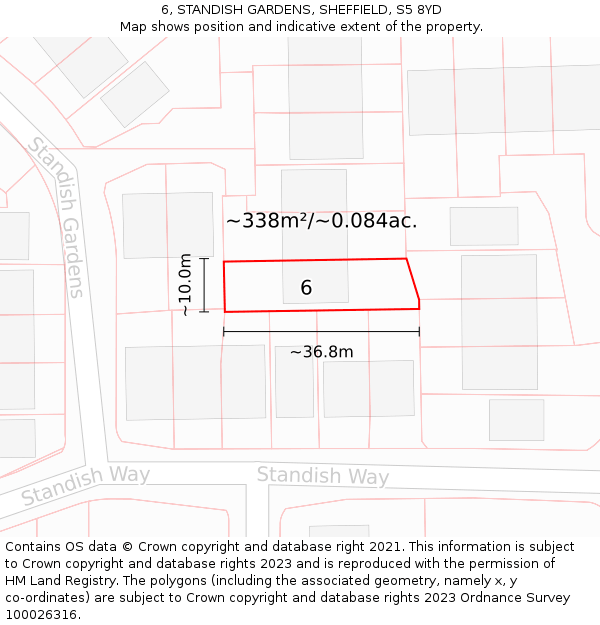 6, STANDISH GARDENS, SHEFFIELD, S5 8YD: Plot and title map