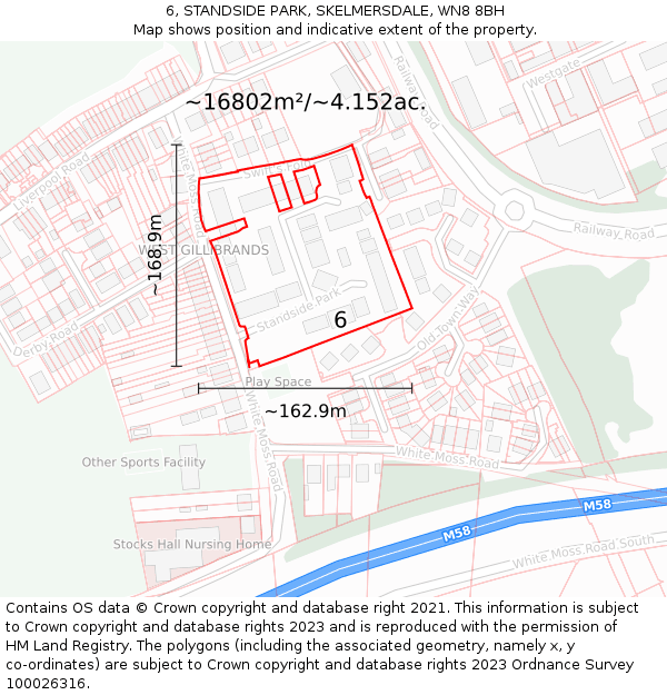 6, STANDSIDE PARK, SKELMERSDALE, WN8 8BH: Plot and title map