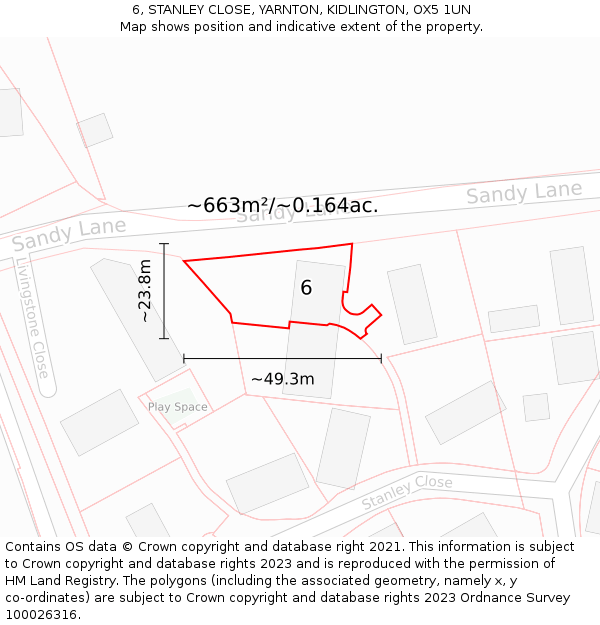 6, STANLEY CLOSE, YARNTON, KIDLINGTON, OX5 1UN: Plot and title map