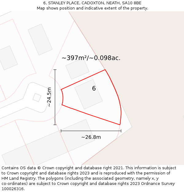 6, STANLEY PLACE, CADOXTON, NEATH, SA10 8BE: Plot and title map