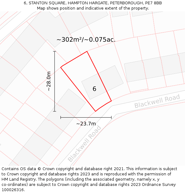 6, STANTON SQUARE, HAMPTON HARGATE, PETERBOROUGH, PE7 8BB: Plot and title map