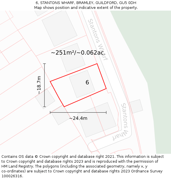 6, STANTONS WHARF, BRAMLEY, GUILDFORD, GU5 0DH: Plot and title map