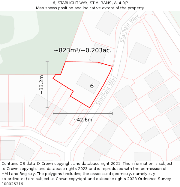6, STARLIGHT WAY, ST ALBANS, AL4 0JP: Plot and title map