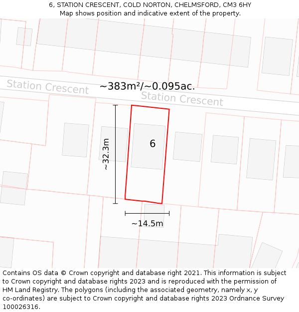 6, STATION CRESCENT, COLD NORTON, CHELMSFORD, CM3 6HY: Plot and title map