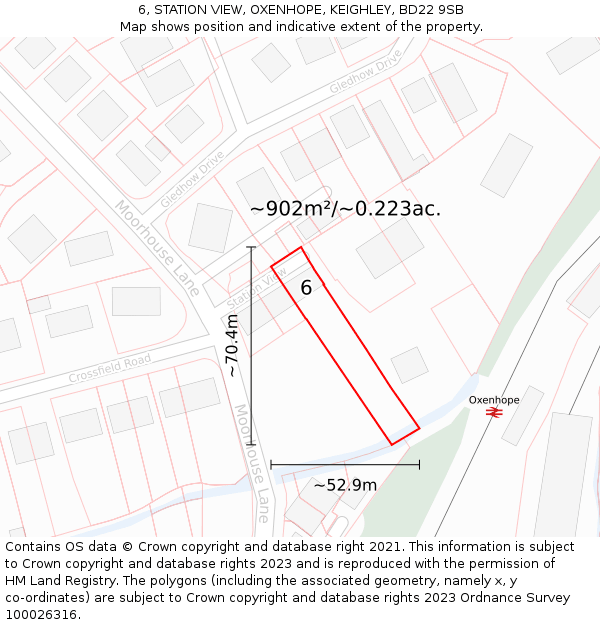 6, STATION VIEW, OXENHOPE, KEIGHLEY, BD22 9SB: Plot and title map