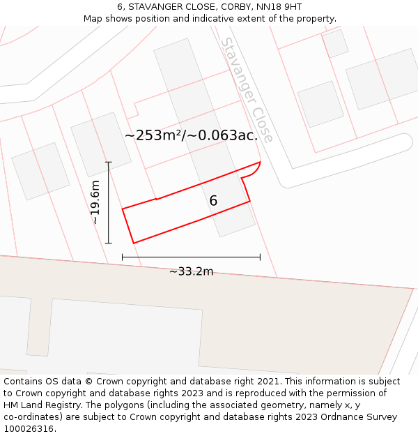 6, STAVANGER CLOSE, CORBY, NN18 9HT: Plot and title map