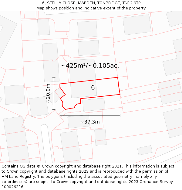 6, STELLA CLOSE, MARDEN, TONBRIDGE, TN12 9TP: Plot and title map