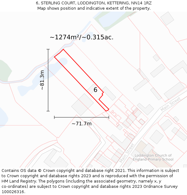 6, STERLING COURT, LODDINGTON, KETTERING, NN14 1RZ: Plot and title map