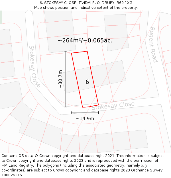 6, STOKESAY CLOSE, TIVIDALE, OLDBURY, B69 1XG: Plot and title map