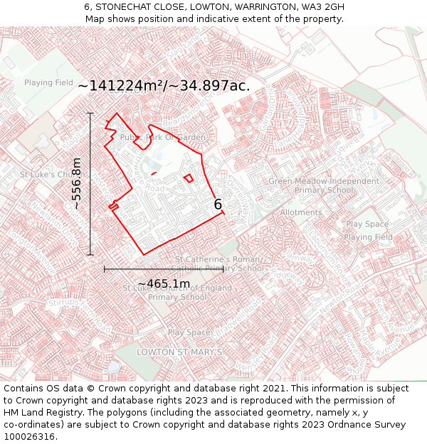 6, STONECHAT CLOSE, LOWTON, WARRINGTON, WA3 2GH: Plot and title map