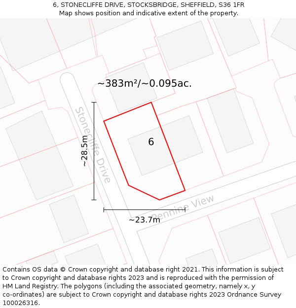 6, STONECLIFFE DRIVE, STOCKSBRIDGE, SHEFFIELD, S36 1FR: Plot and title map