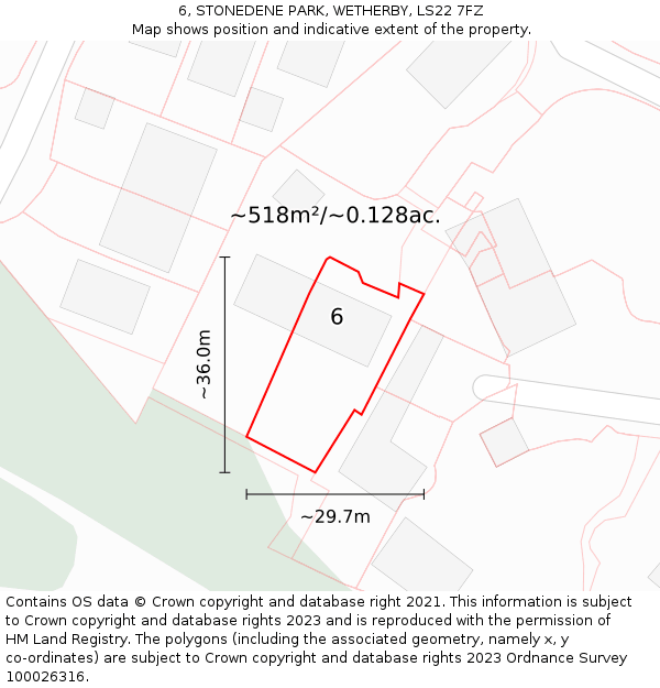 6, STONEDENE PARK, WETHERBY, LS22 7FZ: Plot and title map