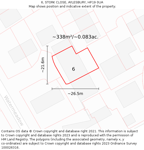 6, STORK CLOSE, AYLESBURY, HP19 0UA: Plot and title map