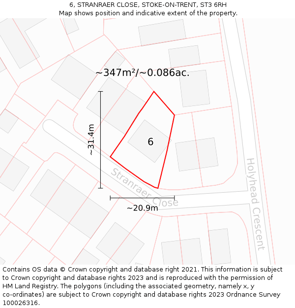 6, STRANRAER CLOSE, STOKE-ON-TRENT, ST3 6RH: Plot and title map