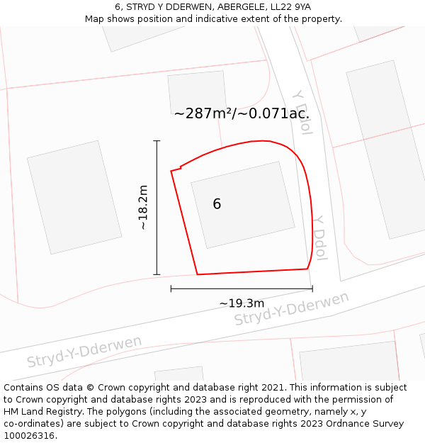 6, STRYD Y DDERWEN, ABERGELE, LL22 9YA: Plot and title map