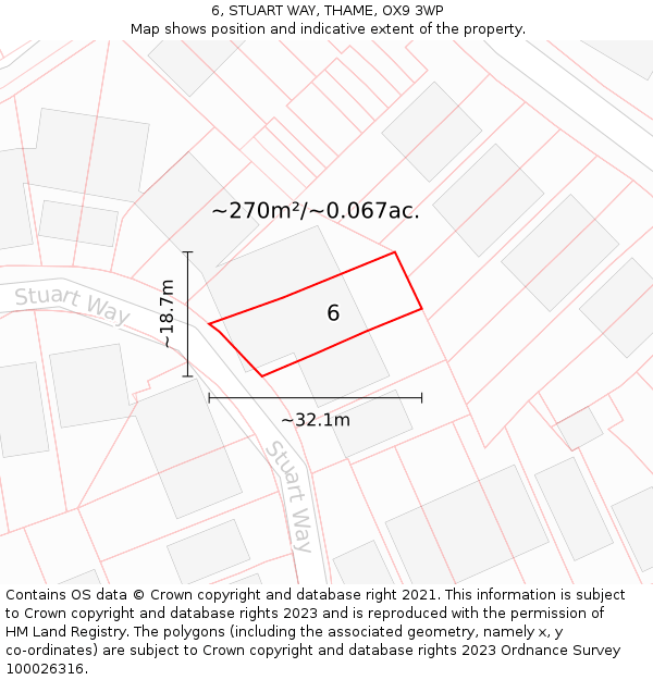 6, STUART WAY, THAME, OX9 3WP: Plot and title map