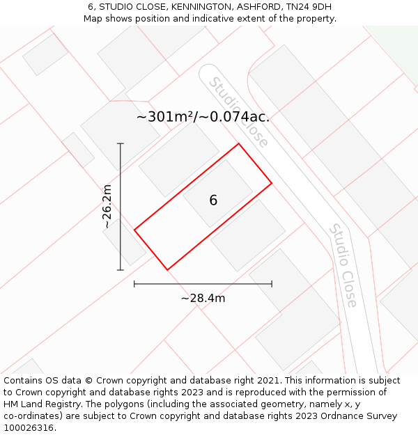 6, STUDIO CLOSE, KENNINGTON, ASHFORD, TN24 9DH: Plot and title map