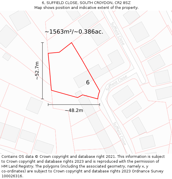 6, SUFFIELD CLOSE, SOUTH CROYDON, CR2 8SZ: Plot and title map