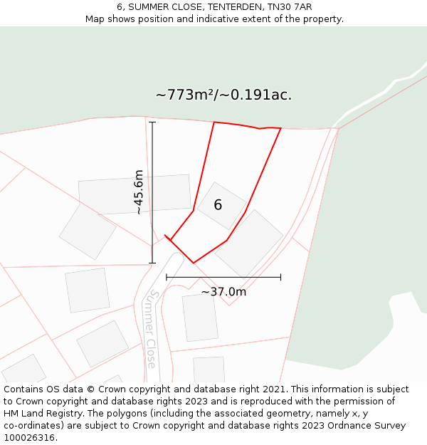 6, SUMMER CLOSE, TENTERDEN, TN30 7AR: Plot and title map