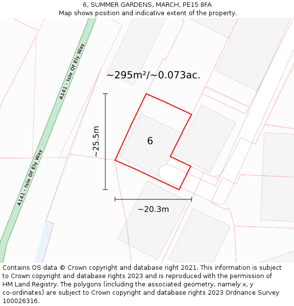 6, SUMMER GARDENS, MARCH, PE15 8FA: Plot and title map