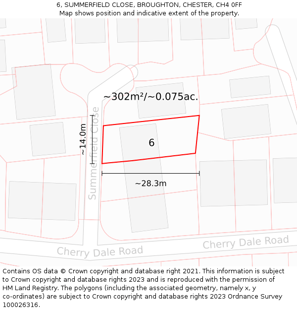 6, SUMMERFIELD CLOSE, BROUGHTON, CHESTER, CH4 0FF: Plot and title map
