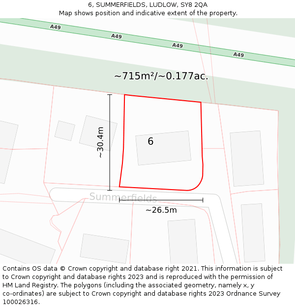 6, SUMMERFIELDS, LUDLOW, SY8 2QA: Plot and title map