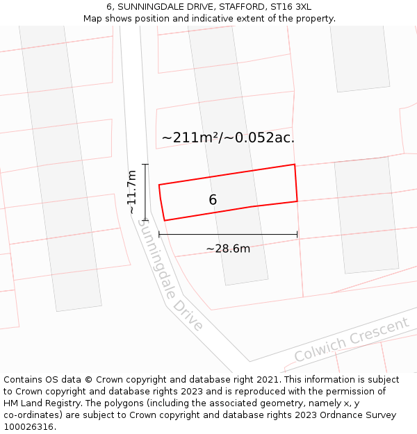 6, SUNNINGDALE DRIVE, STAFFORD, ST16 3XL: Plot and title map