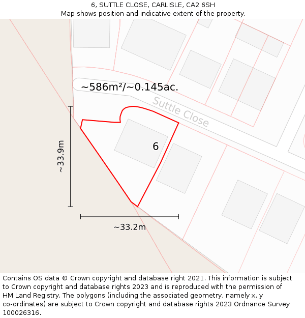 6, SUTTLE CLOSE, CARLISLE, CA2 6SH: Plot and title map