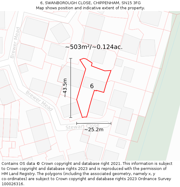 6, SWANBOROUGH CLOSE, CHIPPENHAM, SN15 3FG: Plot and title map