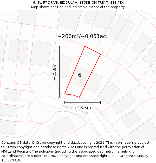 6, SWIFT DRIVE, BIDDULPH, STOKE-ON-TRENT, ST8 7TX: Plot and title map