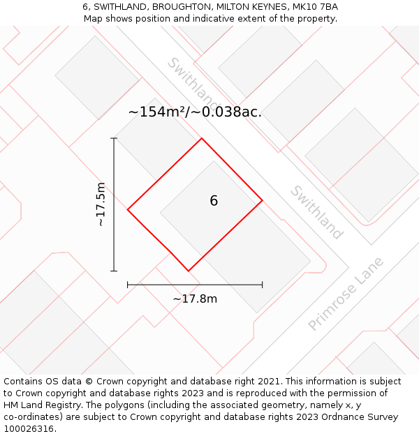 6, SWITHLAND, BROUGHTON, MILTON KEYNES, MK10 7BA: Plot and title map