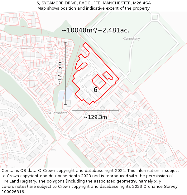 6, SYCAMORE DRIVE, RADCLIFFE, MANCHESTER, M26 4SA: Plot and title map
