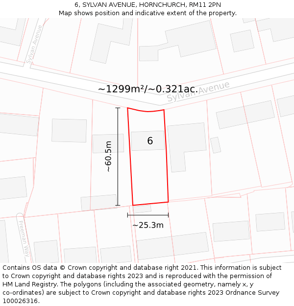6, SYLVAN AVENUE, HORNCHURCH, RM11 2PN: Plot and title map