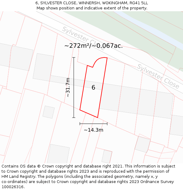 6, SYLVESTER CLOSE, WINNERSH, WOKINGHAM, RG41 5LL: Plot and title map
