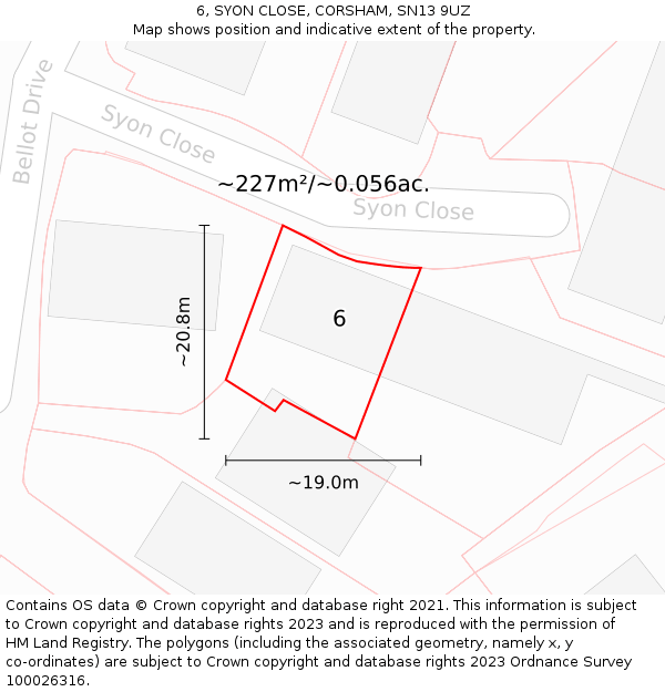 6, SYON CLOSE, CORSHAM, SN13 9UZ: Plot and title map