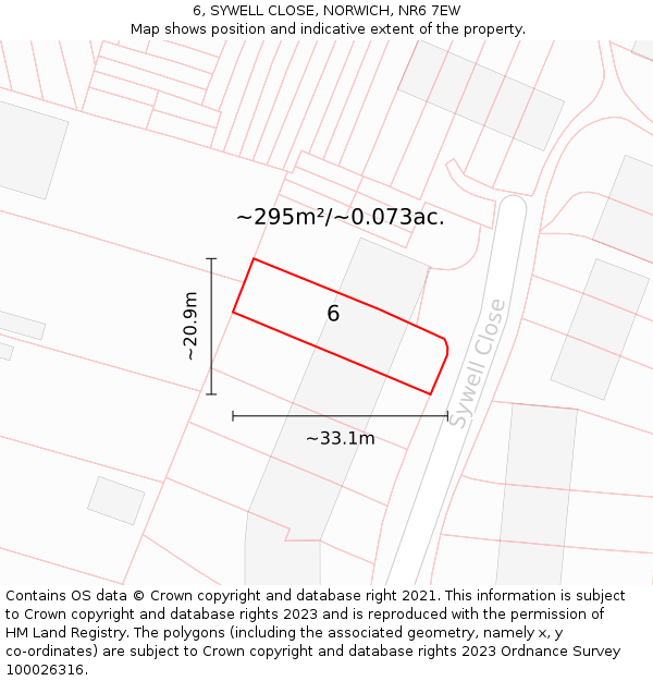 6, SYWELL CLOSE, NORWICH, NR6 7EW: Plot and title map