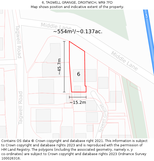 6, TAGWELL GRANGE, DROITWICH, WR9 7FD: Plot and title map