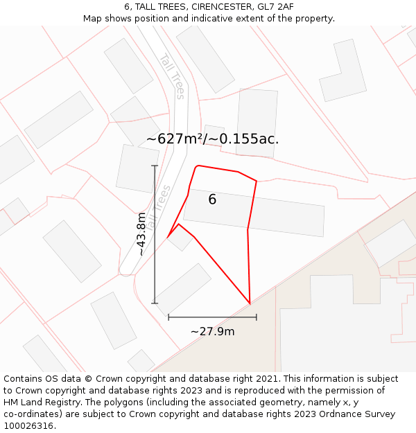 6, TALL TREES, CIRENCESTER, GL7 2AF: Plot and title map