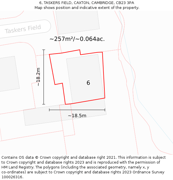 6, TASKERS FIELD, CAXTON, CAMBRIDGE, CB23 3PA: Plot and title map