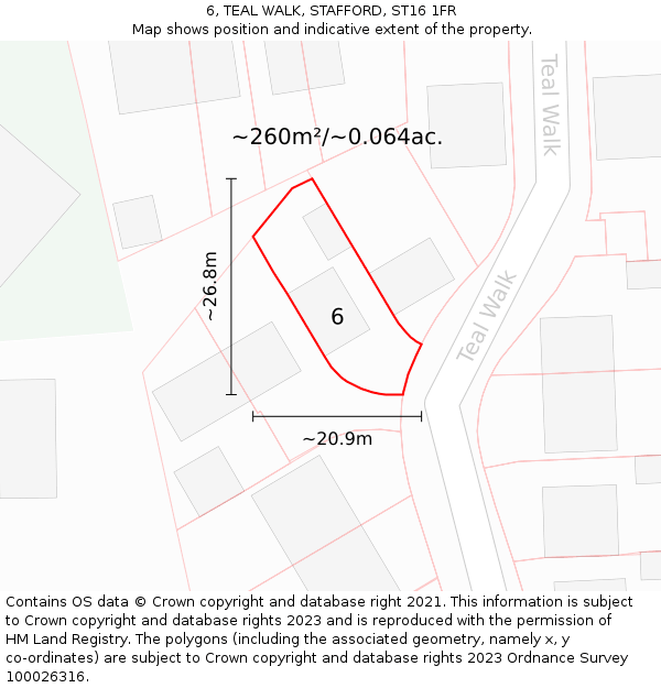 6, TEAL WALK, STAFFORD, ST16 1FR: Plot and title map