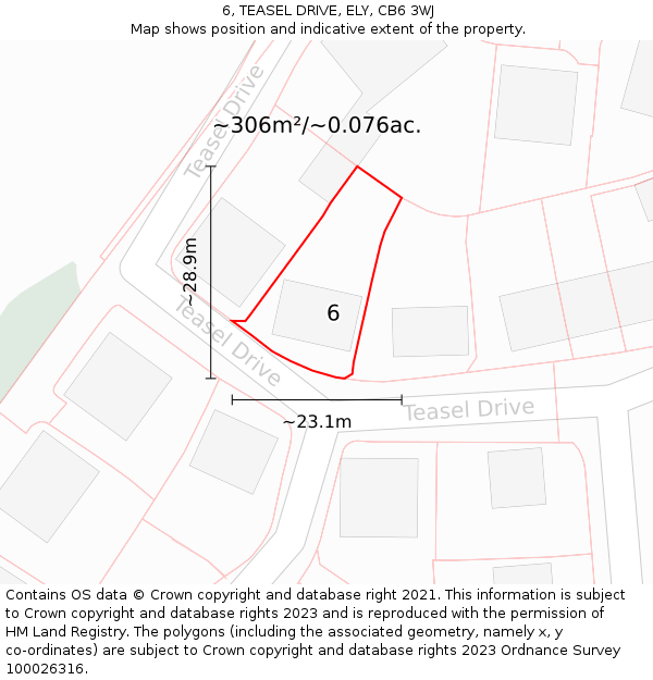 6, TEASEL DRIVE, ELY, CB6 3WJ: Plot and title map