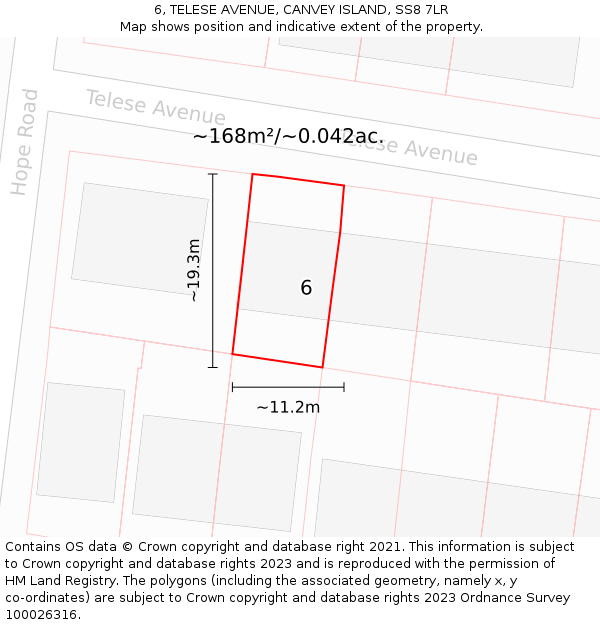 6, TELESE AVENUE, CANVEY ISLAND, SS8 7LR: Plot and title map