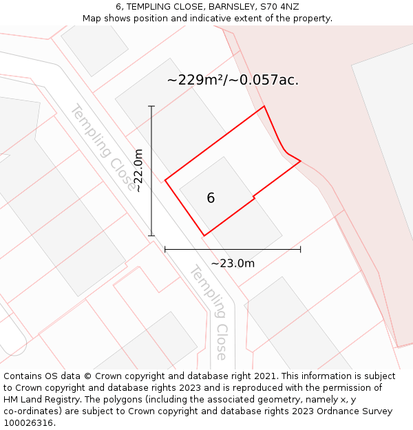 6, TEMPLING CLOSE, BARNSLEY, S70 4NZ: Plot and title map