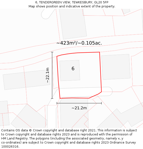 6, TENDERGREEN VIEW, TEWKESBURY, GL20 5FP: Plot and title map