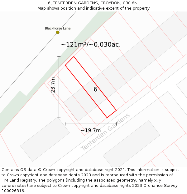 6, TENTERDEN GARDENS, CROYDON, CR0 6NL: Plot and title map
