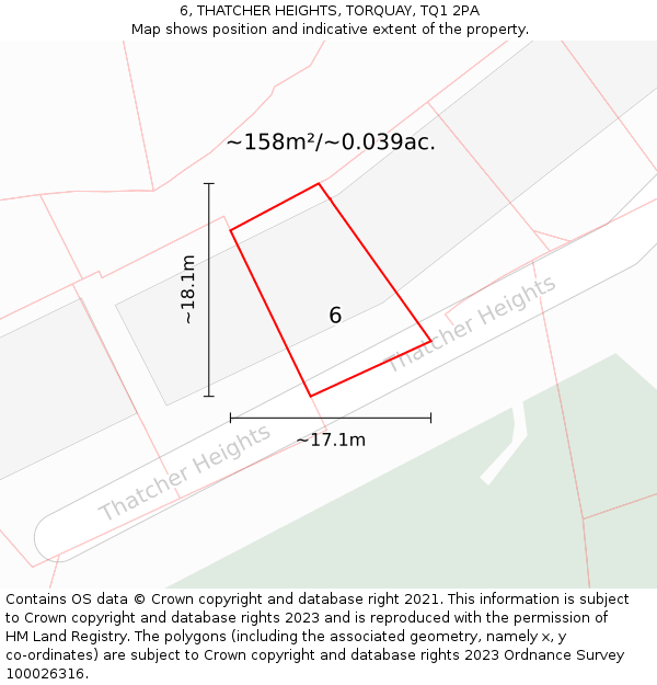 6, THATCHER HEIGHTS, TORQUAY, TQ1 2PA: Plot and title map