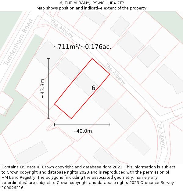 6, THE ALBANY, IPSWICH, IP4 2TP: Plot and title map