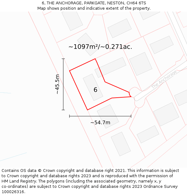 6, THE ANCHORAGE, PARKGATE, NESTON, CH64 6TS: Plot and title map