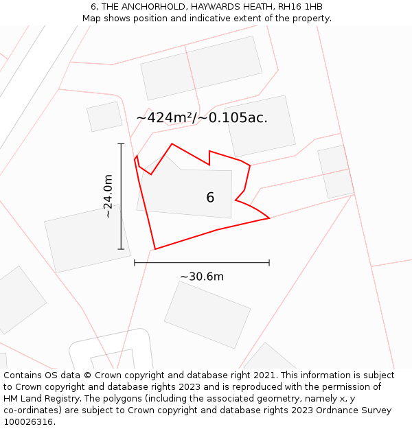 6, THE ANCHORHOLD, HAYWARDS HEATH, RH16 1HB: Plot and title map